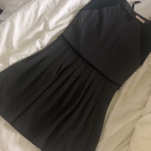 REBECCA TAYLOR grey and black fit and flare dress